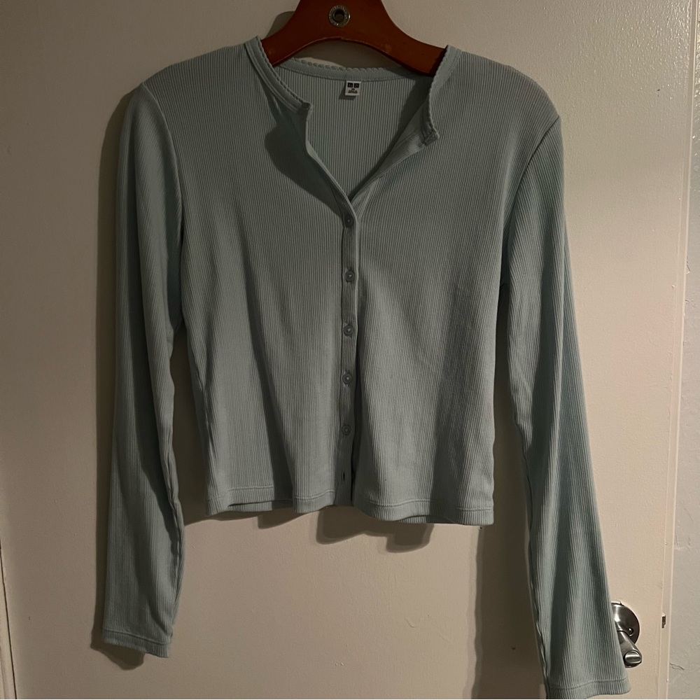 Light Blue Button-Up Cardigan Top
